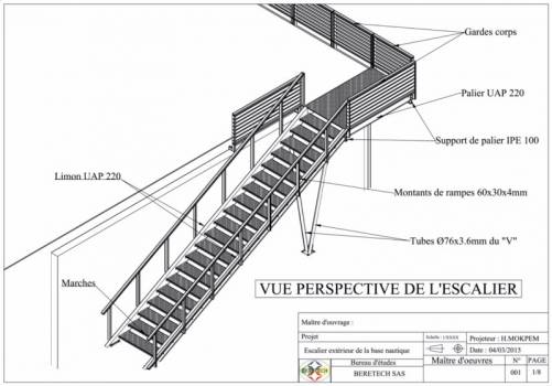 Dimensionnement de l'ossature  métallique des escaliers et plateforme
